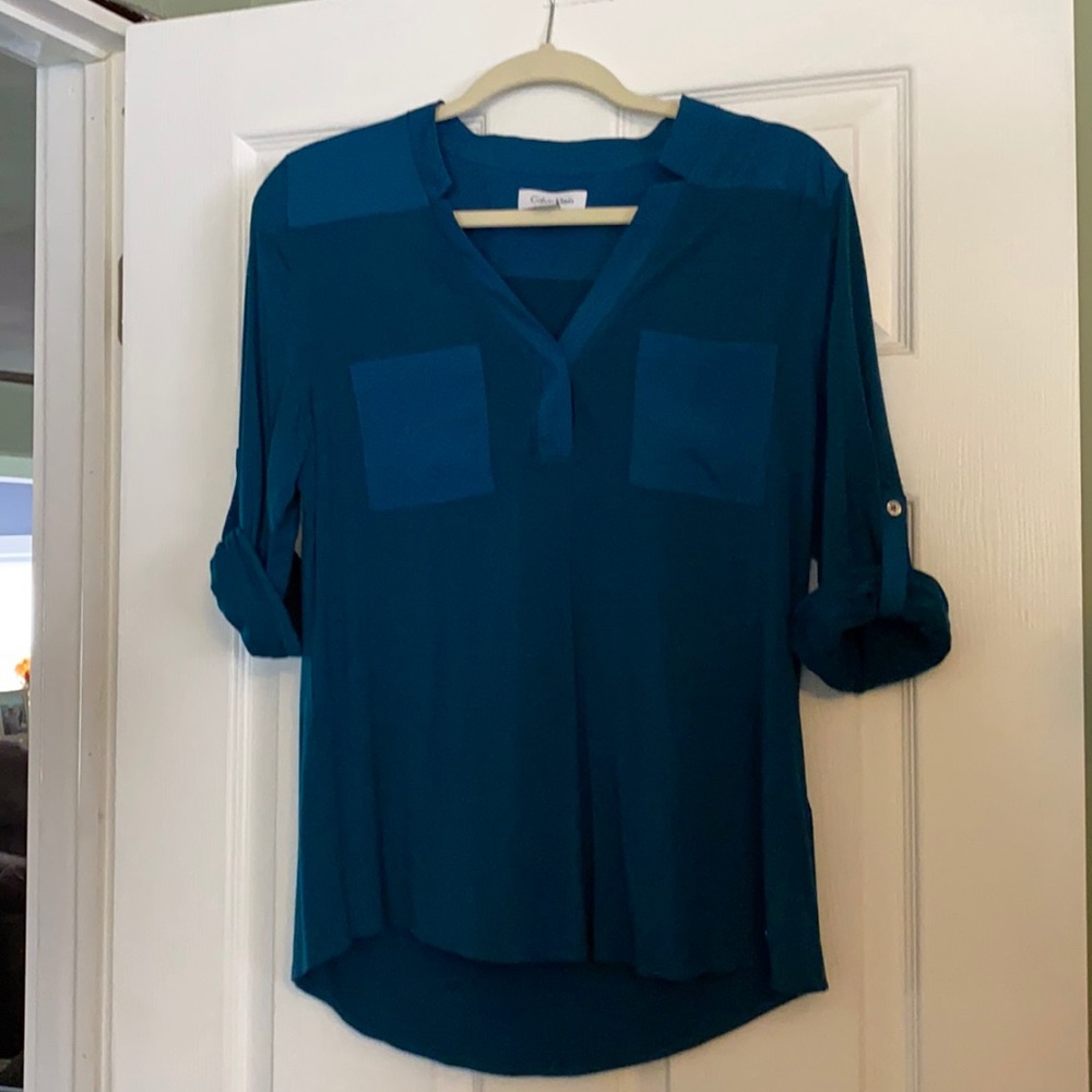 Teal Calvin Klein 1/2 sleeve with button